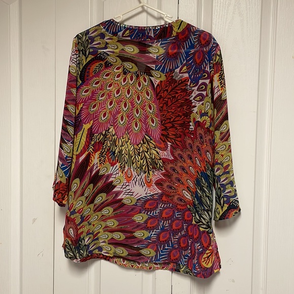 Chico’s Additions Multicolor Semi Sheer Blouse Size 1 - Picture 11 of 17